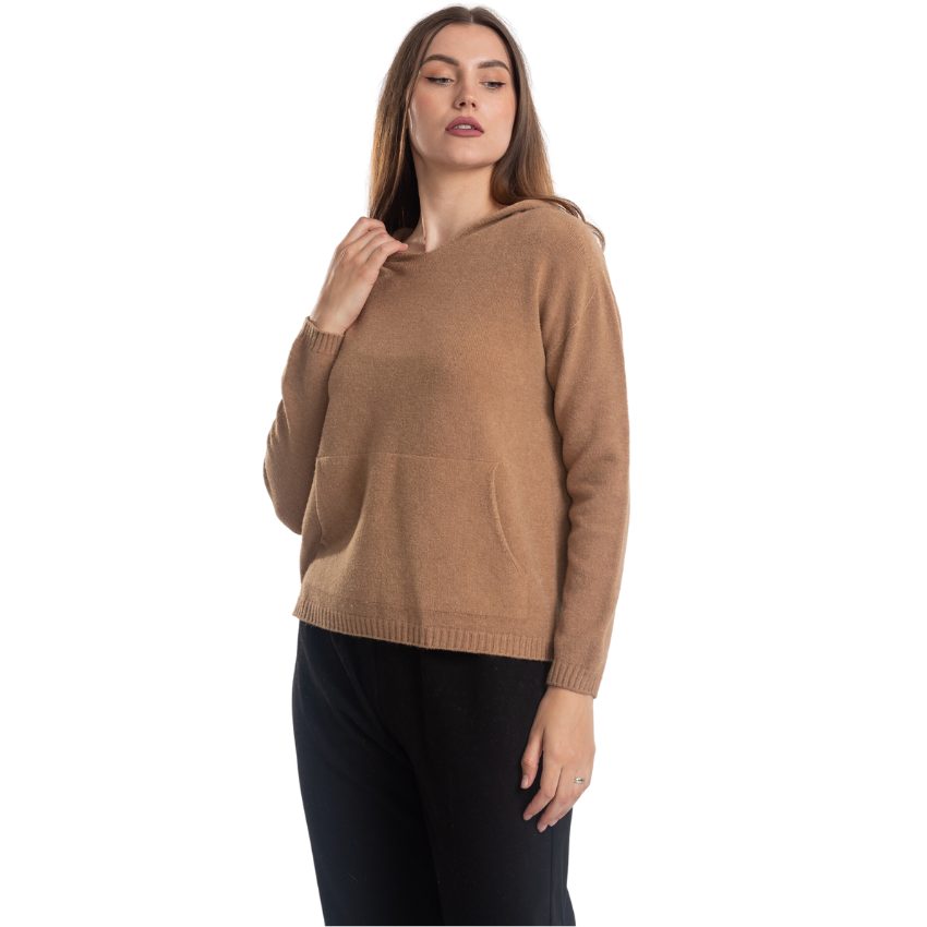 VERA MAY ITALIAN CAMEL HOODED SWEATER 0058