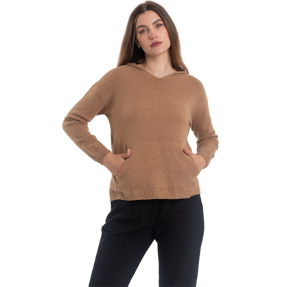 VERA MAY ITALIAN CAMEL HOODED SWEATER 0058