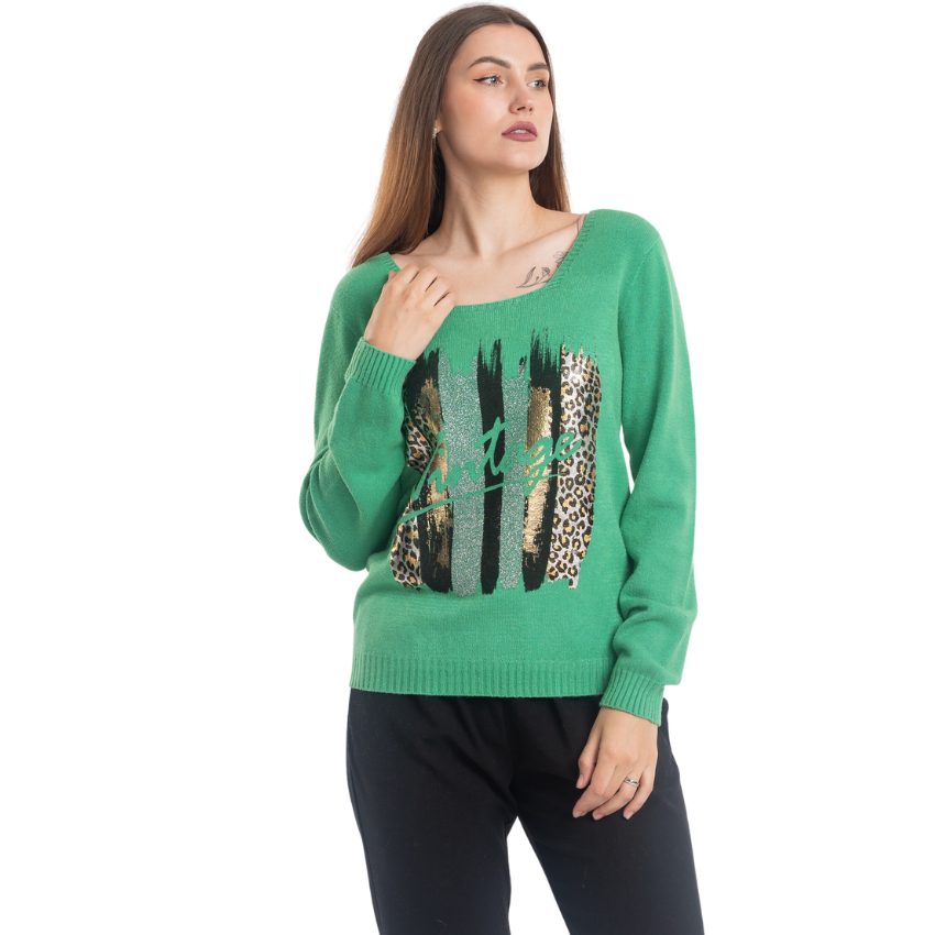 VERA MAY ITALIAN GREEN PRINTED SWEATER 0067