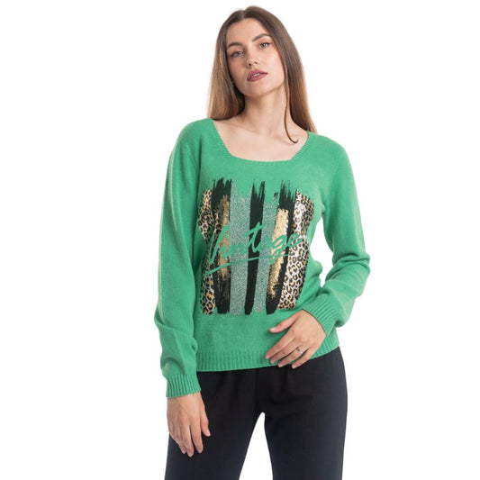 VERA MAY ITALIAN GREEN PRINTED SWEATER 0067