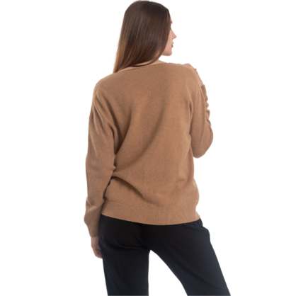 Vera May Italian Camel V-Neck Sweater 0007