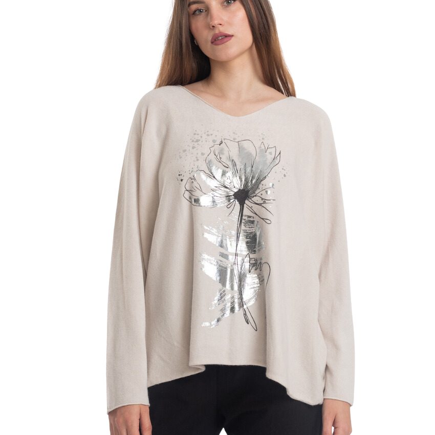 VERA MAY ITALIAN CHARCOAL PRINTED SWEATER 0200