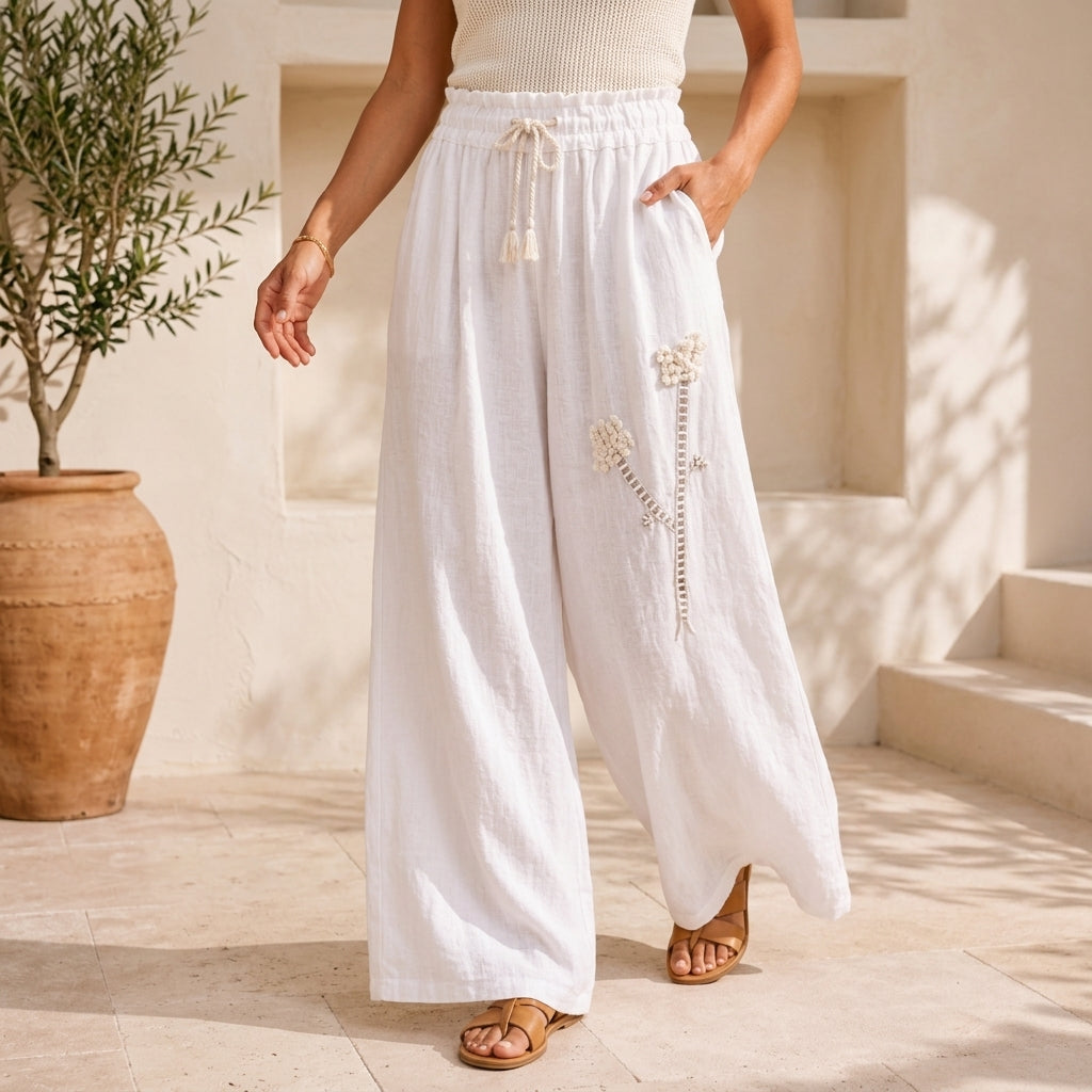 Vera May white Italian linen pants 10015