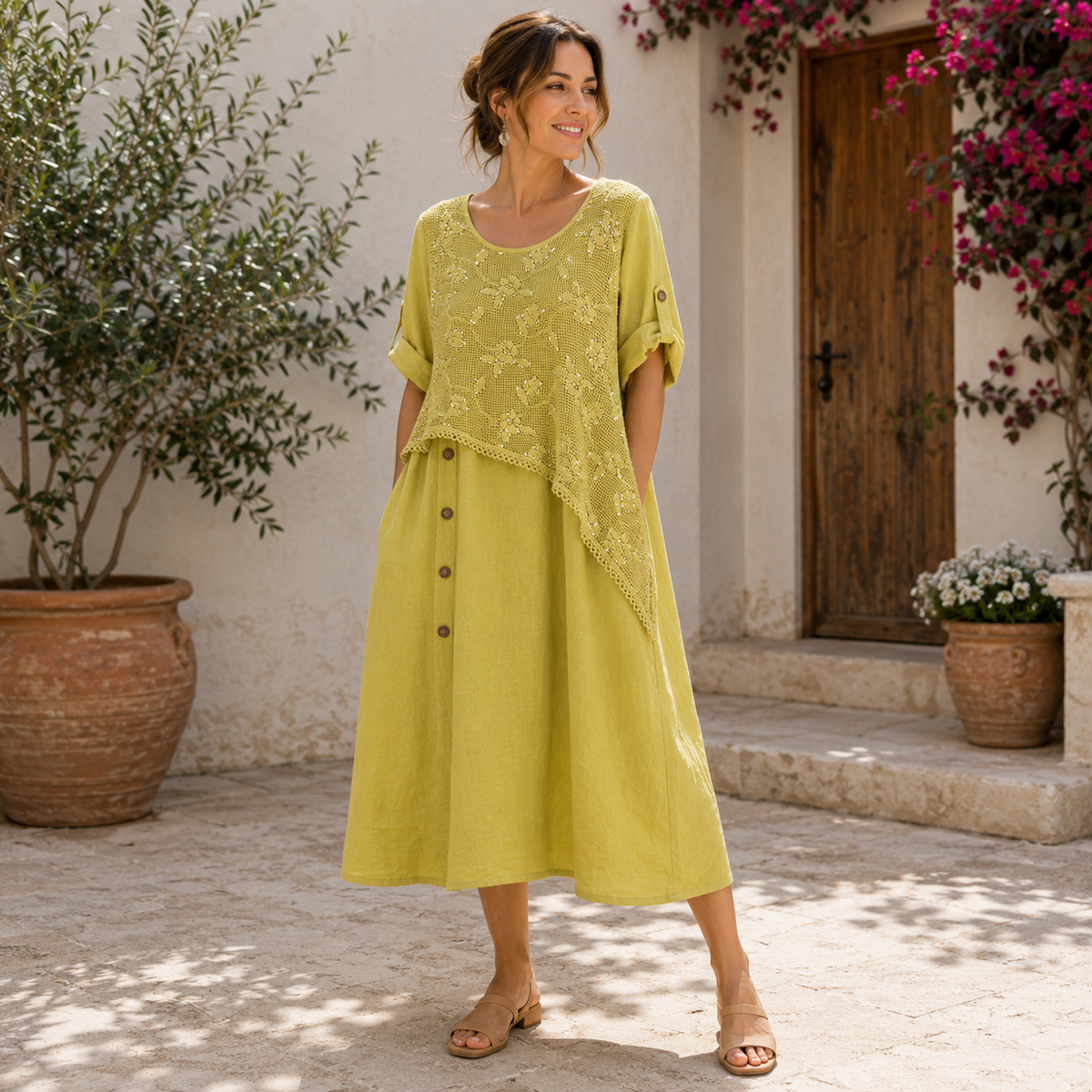Vera May natural Italian linen dress 10032