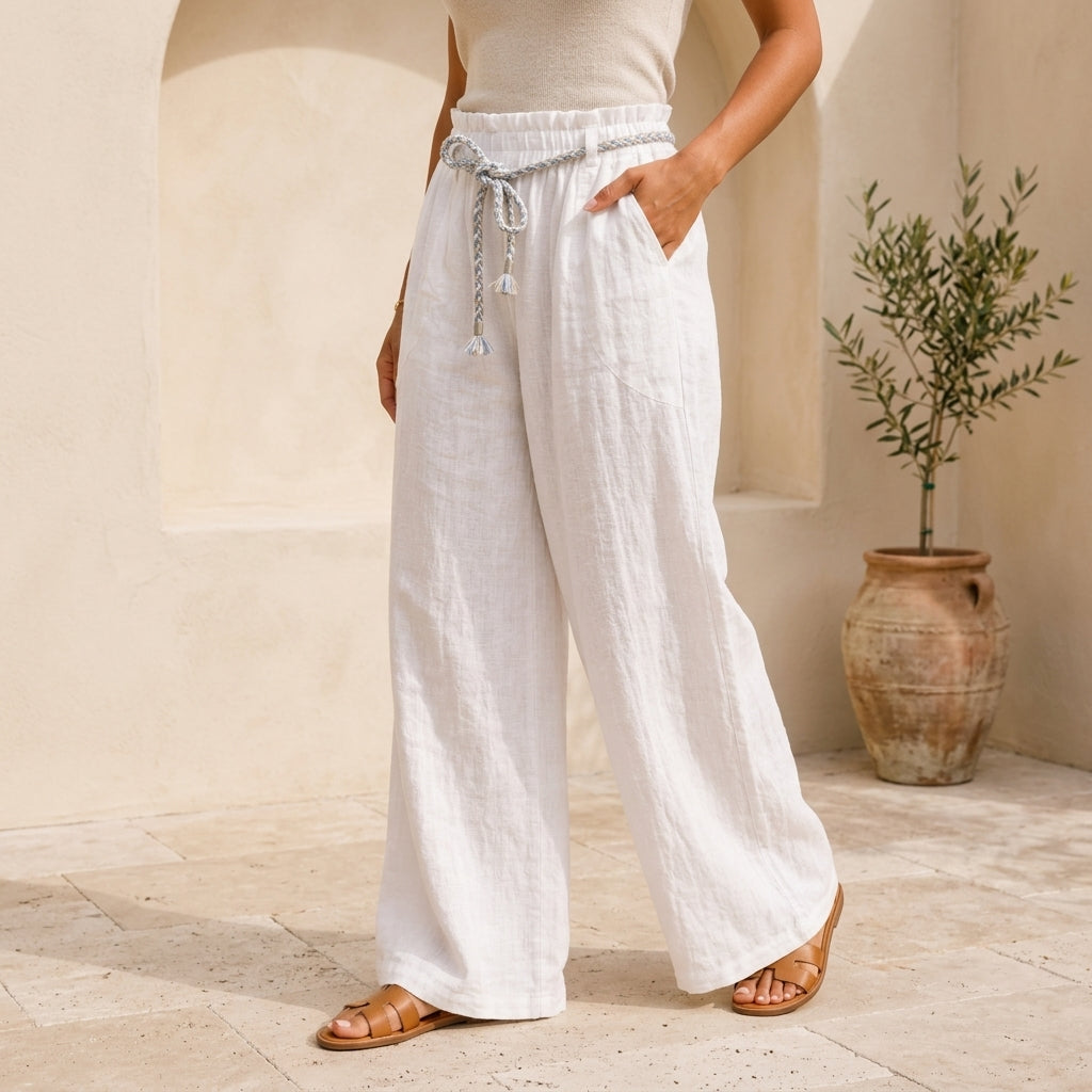Vera May white Italian linen pants 10041