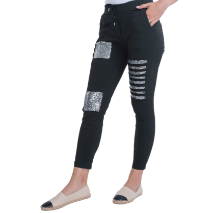 1222 VERA MAY BLACK ITALIAN LINEN PANT