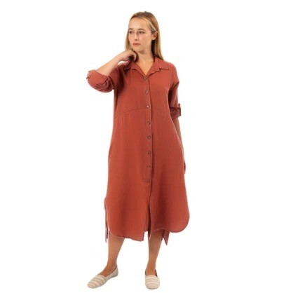 Vera May Italian Linen Rust Dress 6423