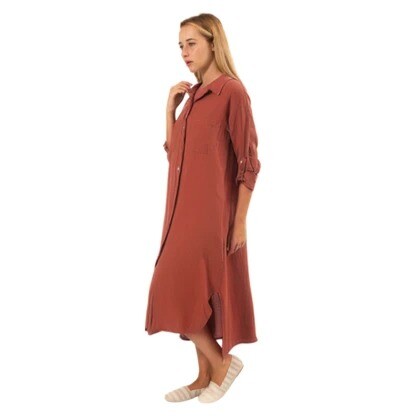 Vera May Italian Linen Rust Dress 6423
