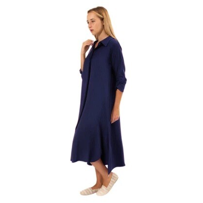 Vera May Italian Linen Navy Dress 6423