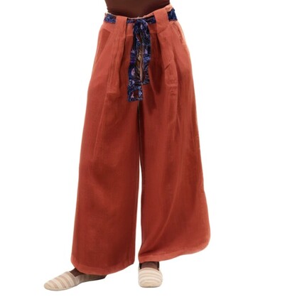 Vera May Italian Linen Rust Pant 6378
