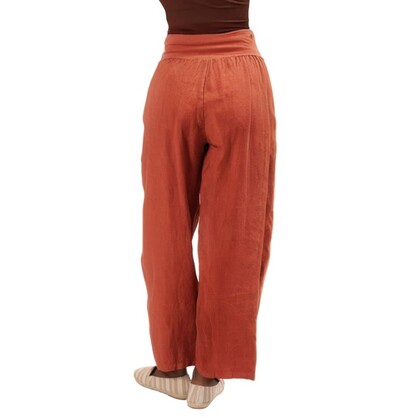 Vera May Italian Linen Rust Pant 6348