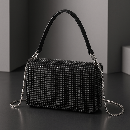 VERA MAY 19CM BLACK EVENING HANDBAG