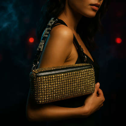 VERA MAY 19CM GOLD EVENING HANDBAG