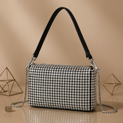 VERA MAY 19CM SILVER EVENING HANDBAG
