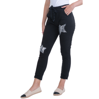 20781 VERA MAY BLACK ITALIAN LINEN PANT
