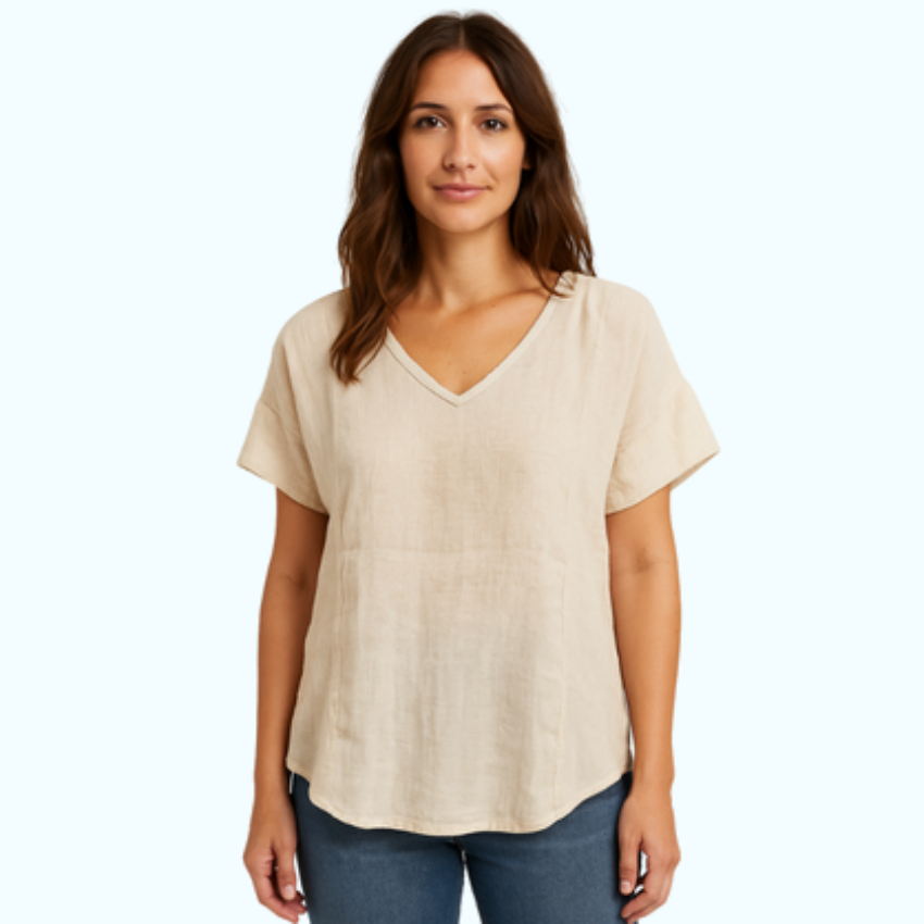 2264 BEIGE ITALIAN LINEN TOP