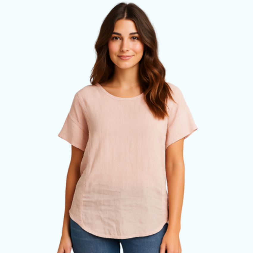 2264 PINK ITALIAN LINEN TOP