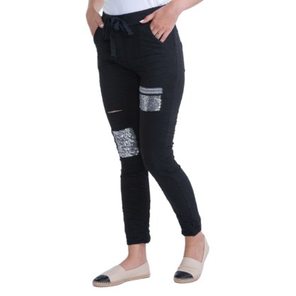 24131 VERA MAY BLACK ITALIAN LINEN PANT