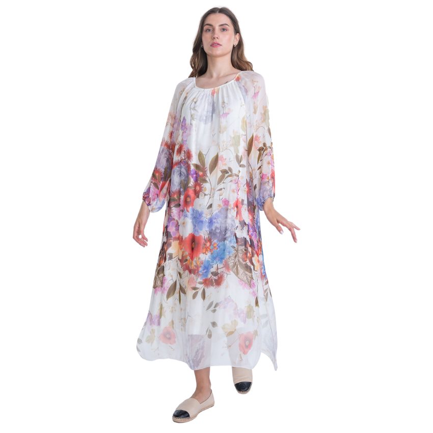 VERA MAY WHITE ITALIAN SILK DRESS 2555B