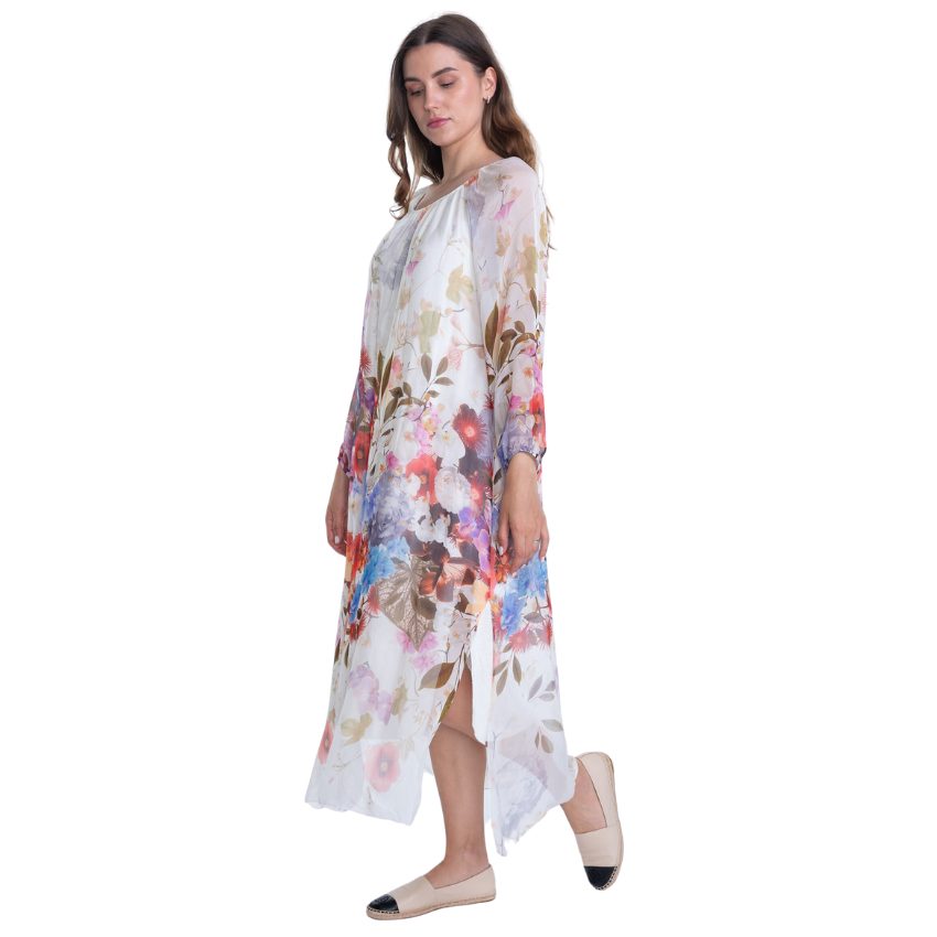 VERA MAY WHITE ITALIAN SILK DRESS 2555B