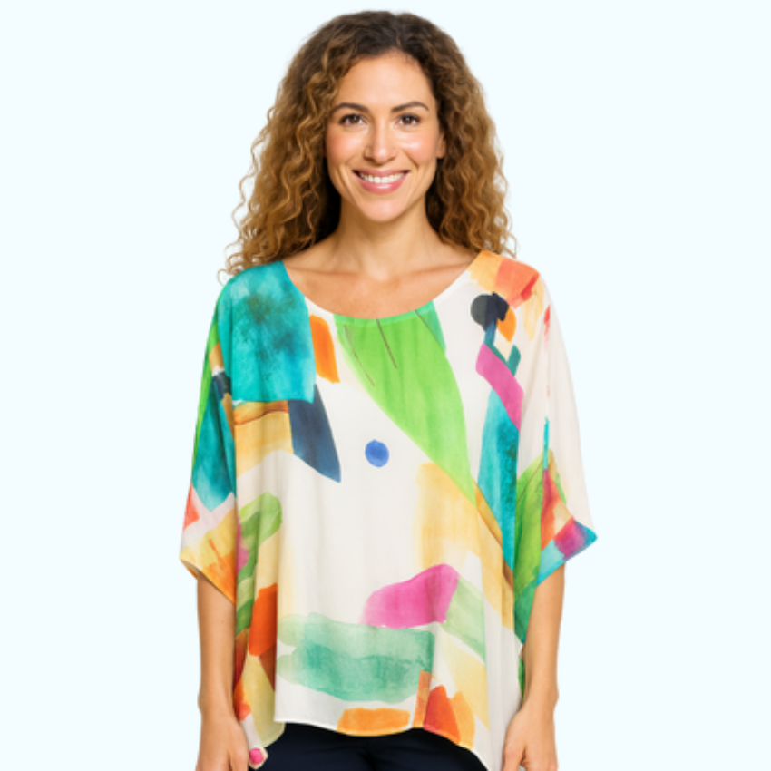 VERA MAY 2780-2 WHITE ITALIAN SILK TOP