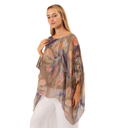 VERA MAY 2780-6 TAUPE ITALIAN SILK TOP