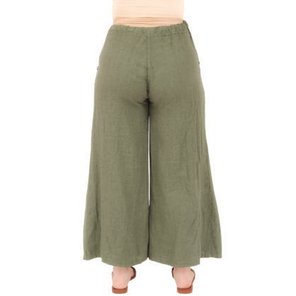 Vera May Italian Linen Khaki Pant 2829