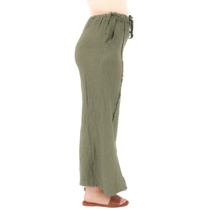 Vera May Italian Linen Khaki Pant 2829
