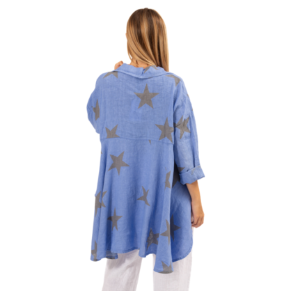 2849 IMPERIAL BLUE LINEN TOP
