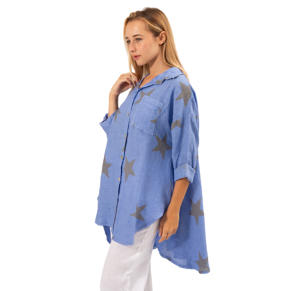 2849 IMPERIAL BLUE LINEN TOP