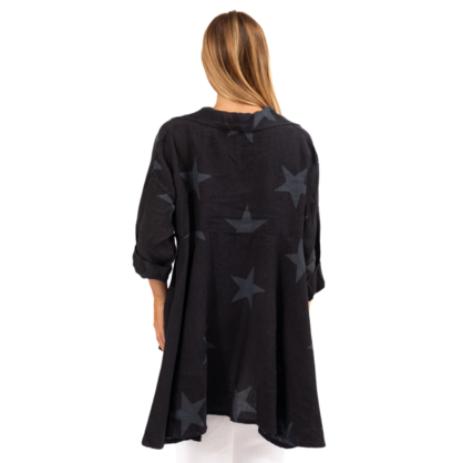 2849 NAVY LINEN TOP