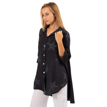 2849 NAVY LINEN TOP