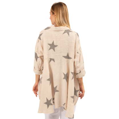 2849 BEIGE LINEN TOP