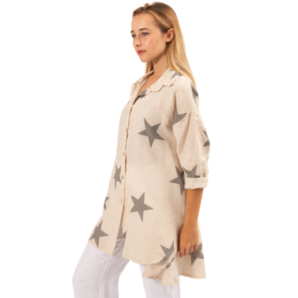 2849 BEIGE LINEN TOP