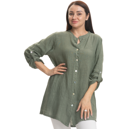 2850 KHAKI ITALIAN LINEN TOP