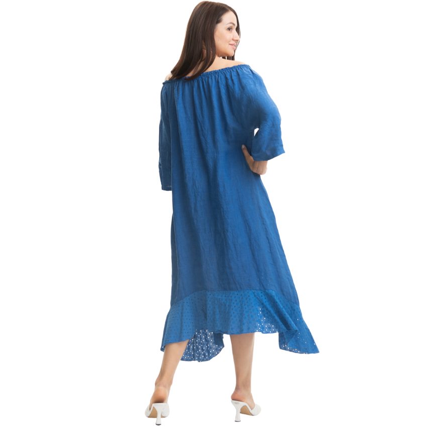 Vera May Italian Linen Blue Cina Dress 2862