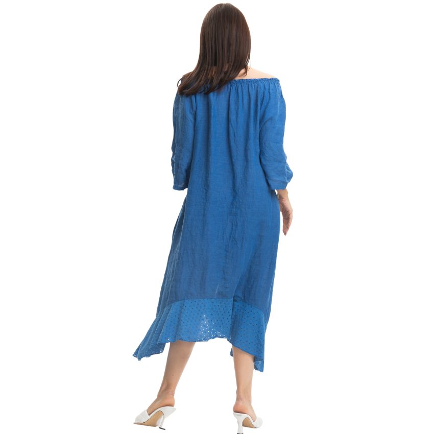 Vera May Italian Linen Blue Cina Dress 2862
