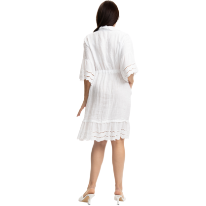 Vera May Italian Linen White Dress 2879