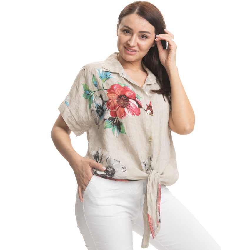 Vera May Italian Linen Sabbia Top 2881