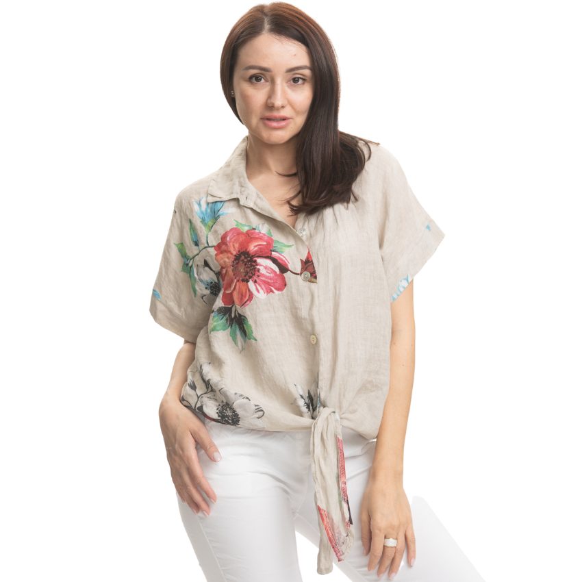 Vera May Italian Linen Sabbia Top 2881