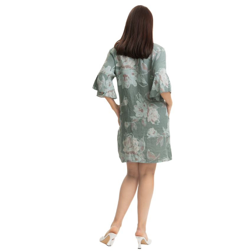Vera May Italian Linen Salvia Dress 2882