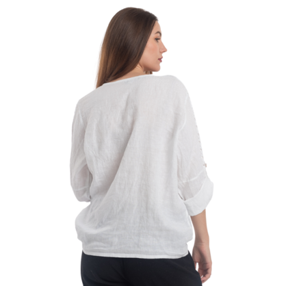 2894 WHITE ITALIAN LINEN TOP