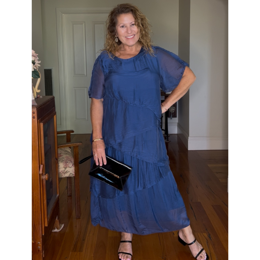 VERA MAY NAVY ITALIAN SILK DRESS 2898