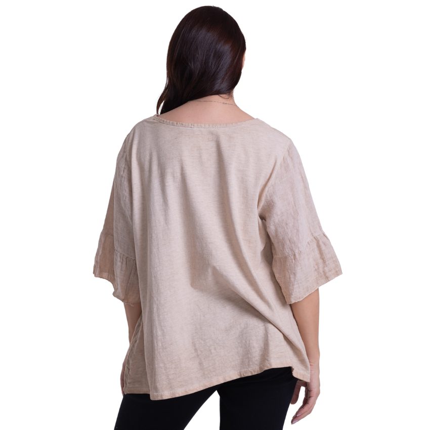 Vera May Italian Linen BEIGE Top 2922