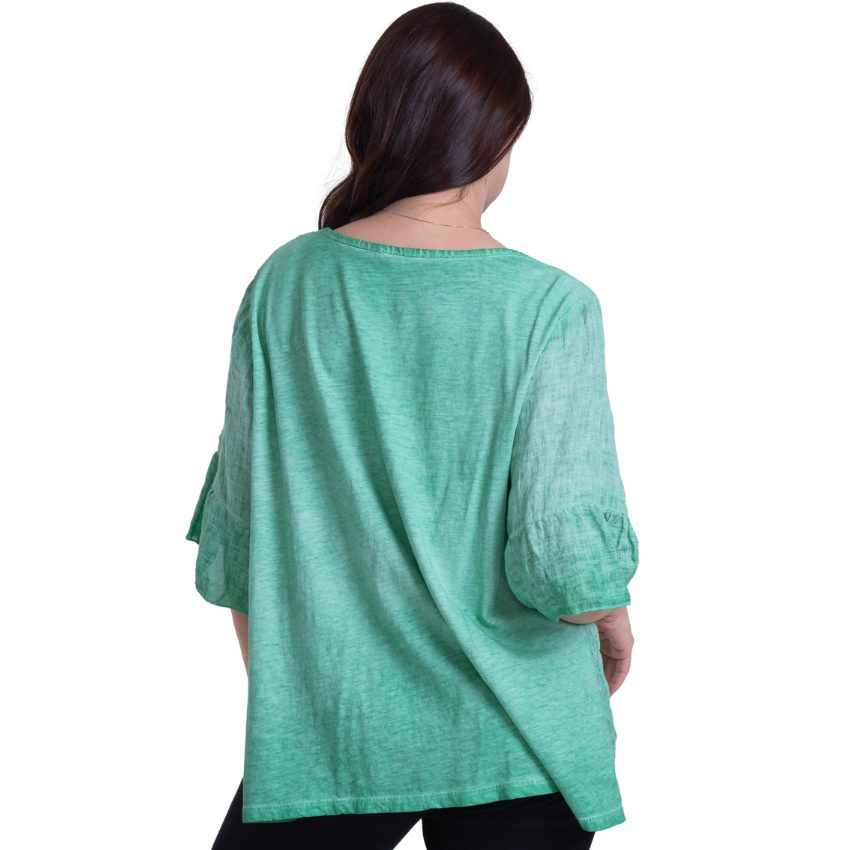 Vera May Italian Linen GREEN Top 2922