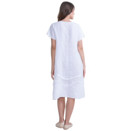 2942 WHITE ITALIAN LINEN DRESS