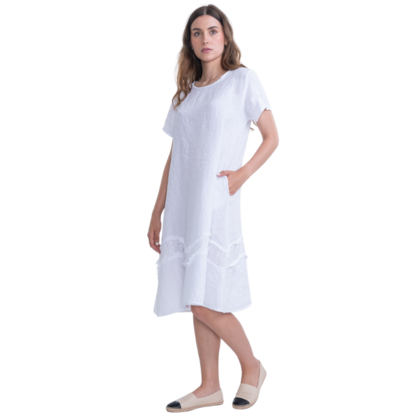 2942 WHITE ITALIAN LINEN DRESS