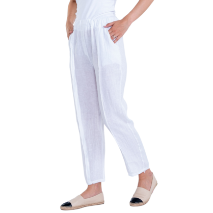 Vera May Italian Linen White Pant 2974