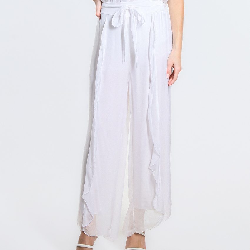 VERA MAY WHITE ITALIAN SILK PANT 2989