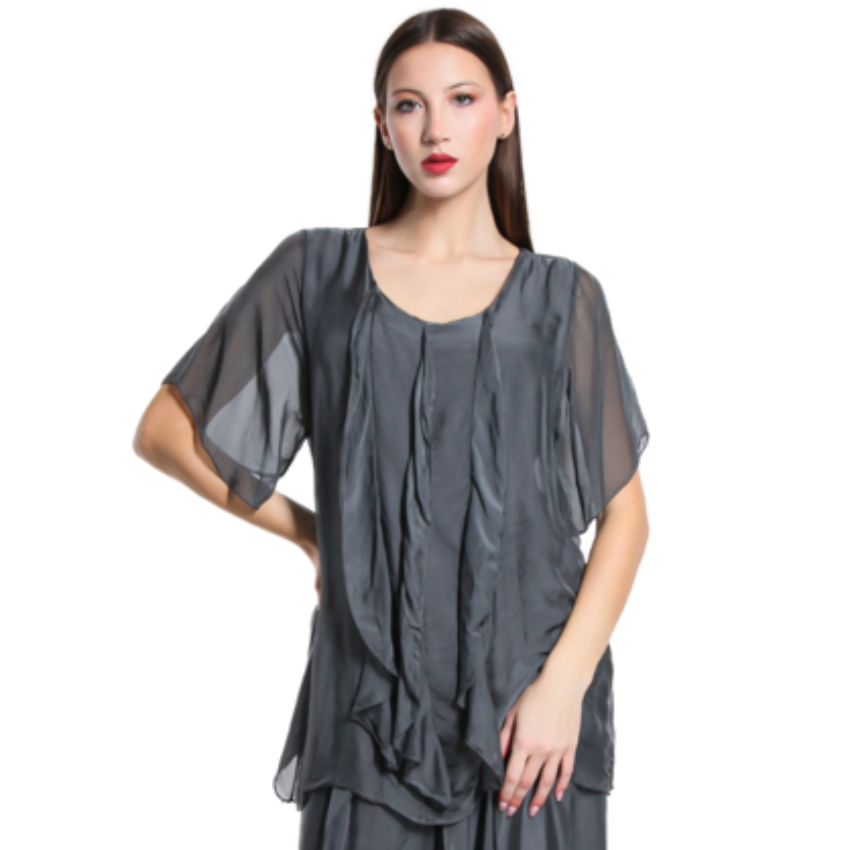 VERA MAY CHARCOAL ITALIAN SILK PANT 2989